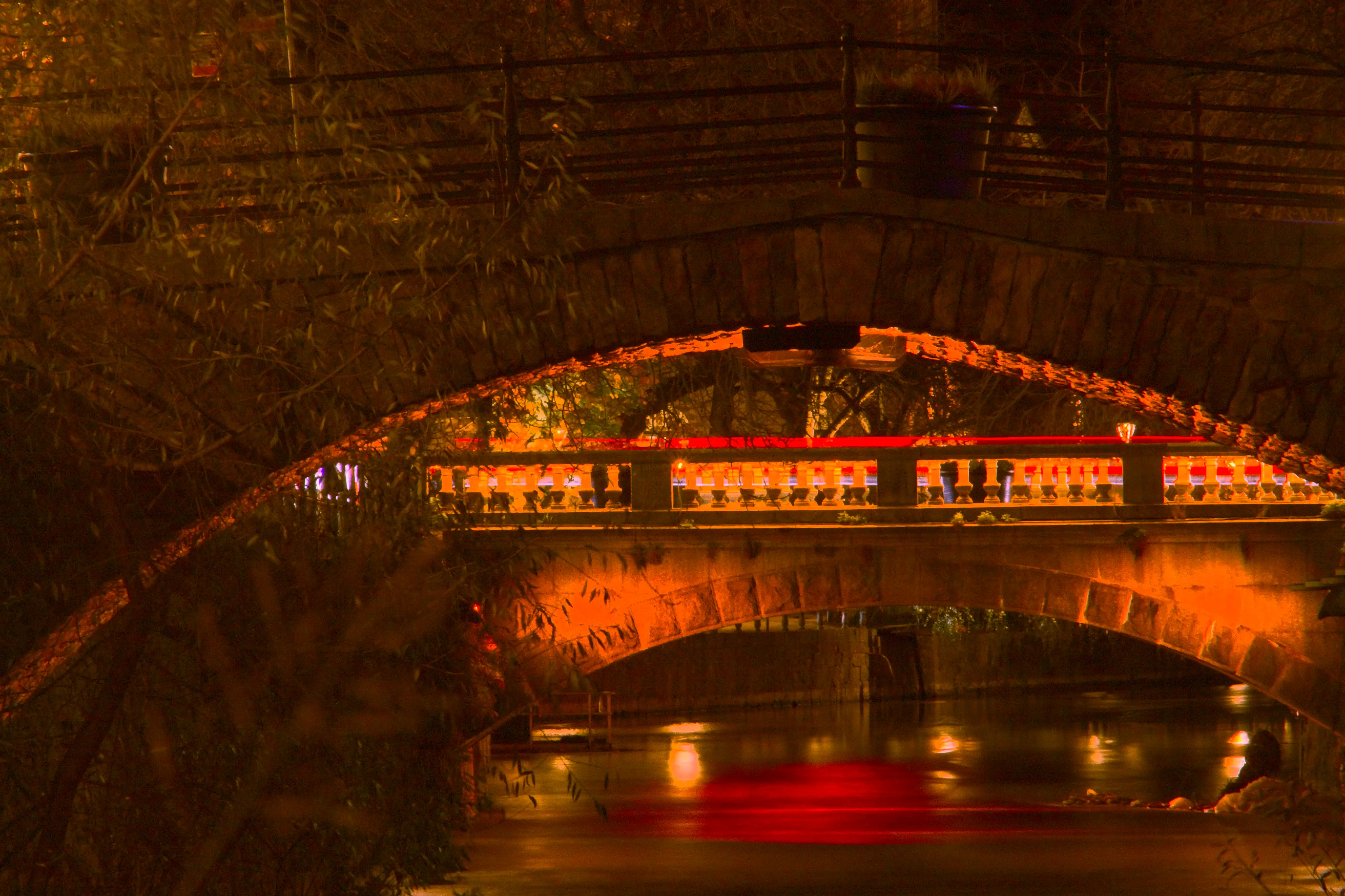 A long exposure shot of a bridge over the river Fyris in Uppsala.