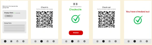 Screenshot of five low-fidelity prototype screens on Figma