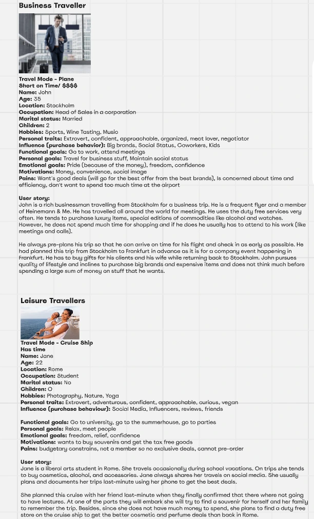 business and leisure travellers user personas